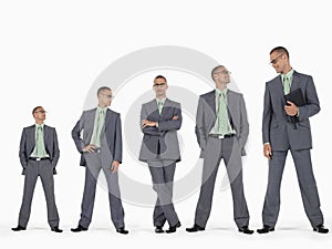 Row Of Businessmen In Ascending Order Of Height