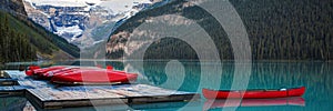 Row of canoes, Banff National Park