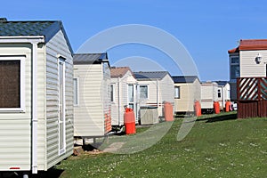 Row of caravans in trailer park photo