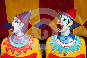 Row of carnival clowns