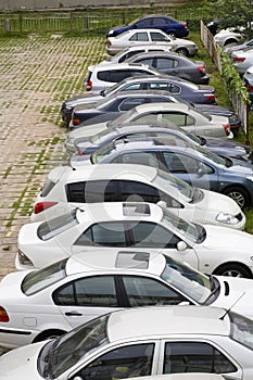 Row of cars on parking lot