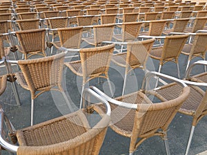 Row of chair seats in open air theater