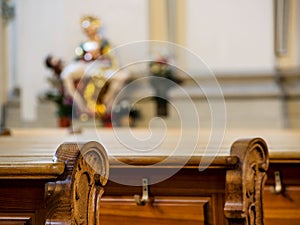 Row chairs in church
