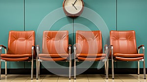 A row of chairs in a waiting room, AI
