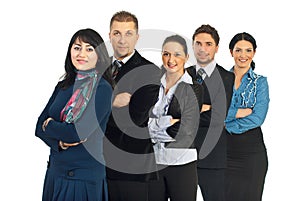 Row of cheerful business people team