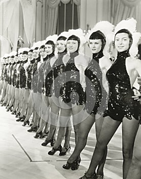 A row of chorus girls