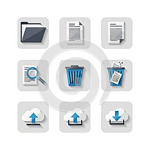 Row: cloud with an upload arrow, cloud with upload to a network,