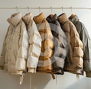 Row of Coats Hanging on a Rack photo