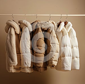 Row of Coats Hanging on a Rack photo