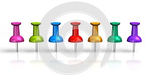 Row of color pushpins