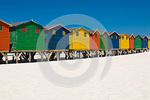 Row of colored beach huts