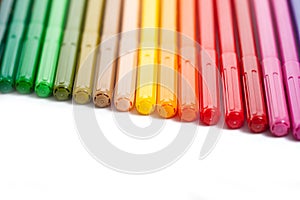 Row of colored felt tip pens