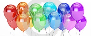 Row from colored party balloons, 3D rendering