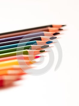 A row Colored pencils