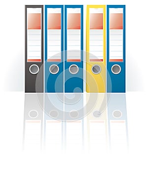 Row of colored ring binders