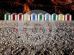 Row of colorful beach huts