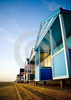 Row of colorful beach huts