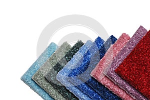 Row of colorful carpet samples