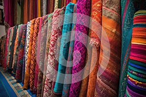 row of colorful fabrics, each with its own unique texture
