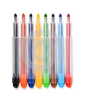 Row of colorful felt tip pens