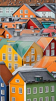 A row of colorful houses in Copenhagen, Denmark illustration Artificial Intelligence artwork generated