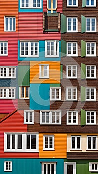 A row of colorful houses in Copenhagen, Denmark illustration Artificial Intelligence artwork generated