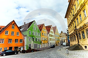 A row of colorful houses in Ellwangen, Germany