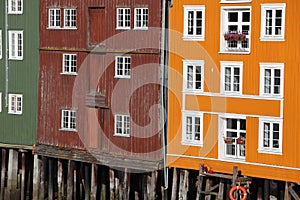 Row of colorful houses beside the river