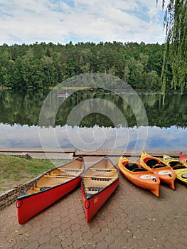 Row of kajaks for rent