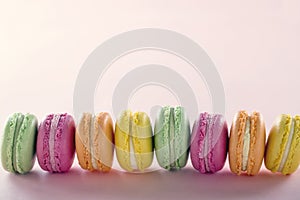 Row of colorful macarons