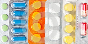 Row of colorful medicines