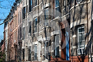 Row of Colorful Old Homes in Prospect Heights Brooklyn New York