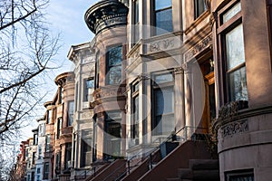 Row of Colorful Old Homes in Prospect Heights Brooklyn New York