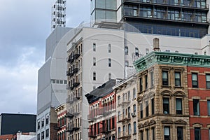 Row of Colorful Old and Modern Buildings on the Lower East Side of New York City