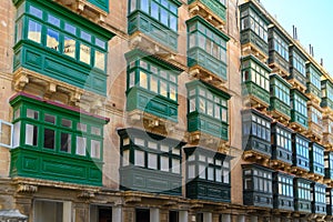 Row of Colourful Balconies on apartments