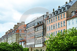 A row of colourful houses, in Copenhagen, Denmark photo