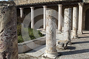 Row of columns in courtyard in the roman ruins at Byrsa