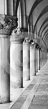 Row of columns in historical archway