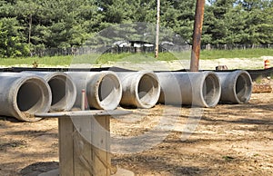 Row of concrete drainage culverts