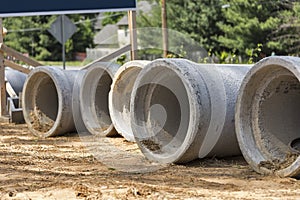 Row of concrete drainage culverts