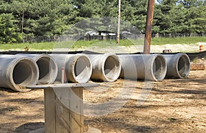 Row of concrete drainage culverts photo