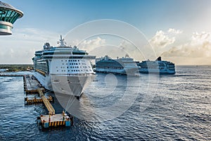 Row of Cruise Ships in the Caribbean