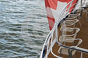 Row Deckchairs Stern Cruise Liner Swiss Flagpole Rhine Vacation Background