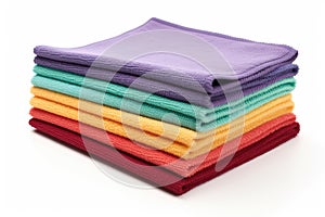 a row of different colored microfiber cleaning cloths
