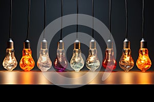 row of different wattage light bulbs photo