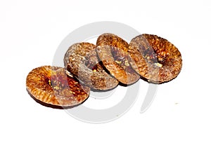 A row of dried figs