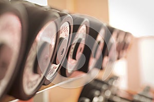 Row Of Dumbbells At Gym