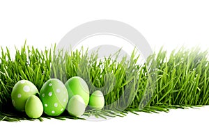 Row of Easter Eggs in grass