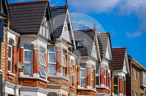 A row of Edwardian style terraced houses in London photo