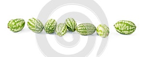 Row of eight cucamelons